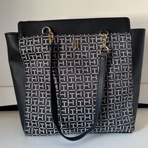 Tommy Hilfiger Black and White Patterned Tote